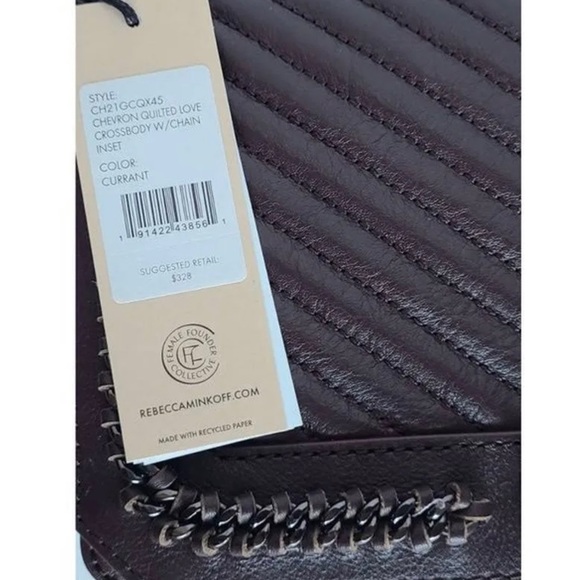 Rebecca Minkoff Chevron Quilted Love
Crossbody with Chain Inset | Currant NWT - Picture 2 of 15